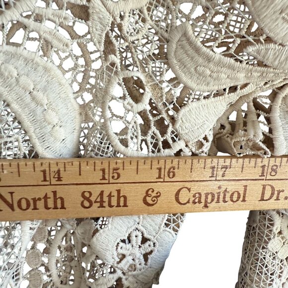 NWT Boston Proper Sheer Lace Belted Button Front Dress Women's 8 Beige - Picture 10 of 14